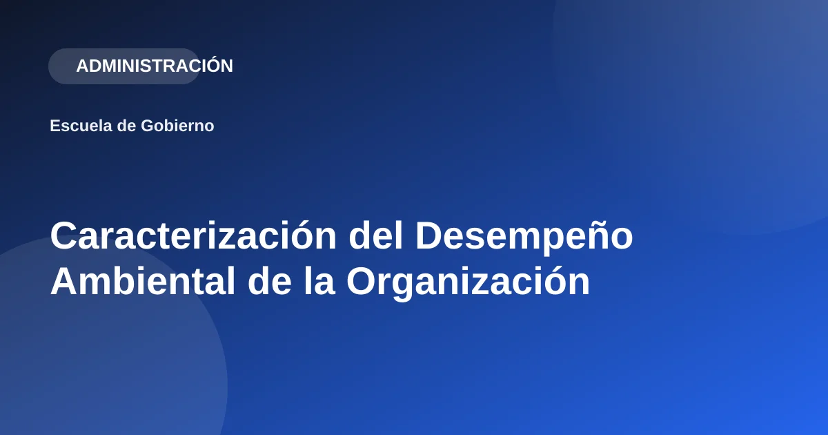 Caracterización del Desempeño Ambiental de la Organización