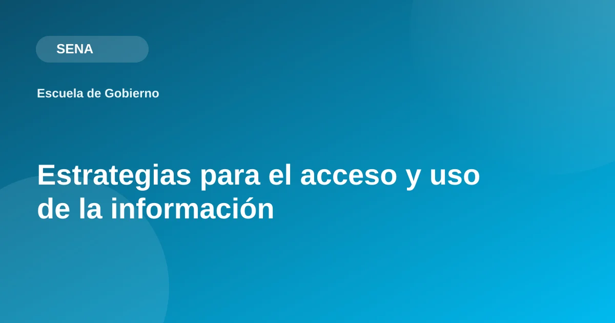 Estrategias para el acceso y uso de la información